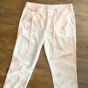 Lucky Brand Straight Leg Mid Rise Tye Die Utility Pant with Belt Waist 35"